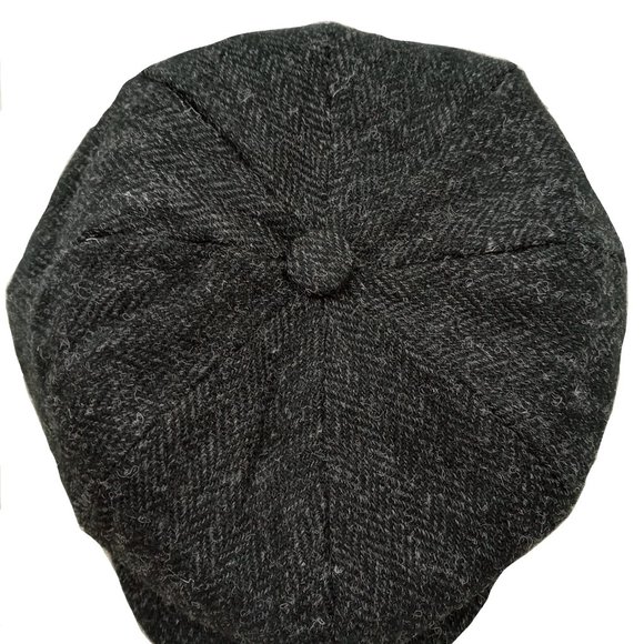 PEAKY BLINDERS Hartside Harris Tweed® Newsboy Cap HS28 in BLACK - PICK SIZE - Picture 7 of 11